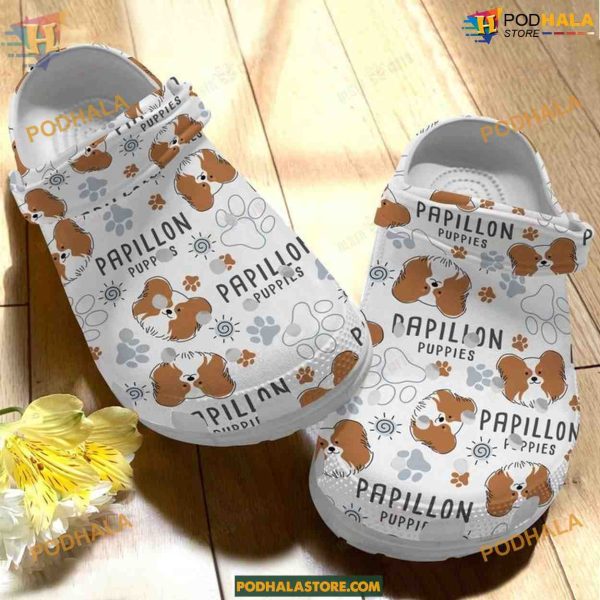 Papillon Dog Classic Crocs, Unique Footwear for Small Breed Enthusiasts