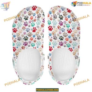 Paw Print Vet Tech Crocs, Colorful Dog & Cat Mom Summer Clogs