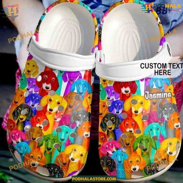 Personalized Colorful Dachshund Crocs, Perfect for Dog Admirers