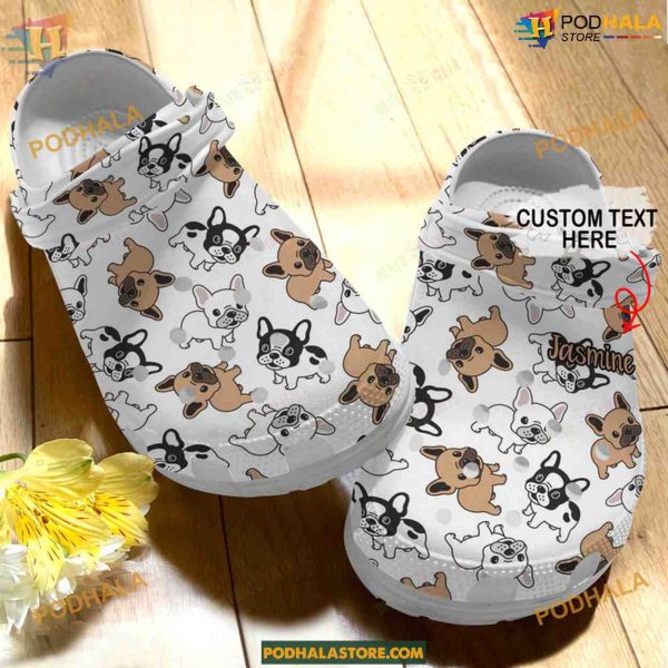 Personalized French Bulldog Pattern Classic Clogs Shoes, Unique Crocs Gifts