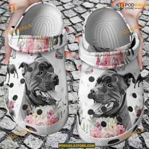 Pitbull Floral Dog Crocs, Stylish Choice for Pitbull Enthusiasts