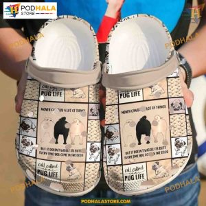 Pug Life Money Can’t Buy Happiness Butt Wiggle Crocs, Dog Lover Shoes