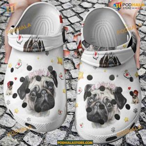 Pug Love Floral Dog Crocs, Perfect for Pug Fans