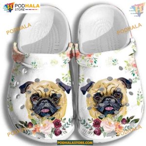 Pug Puppy Roses Flower Crocs, Mother’s Day Pug Mom Gift, Valentine's Day