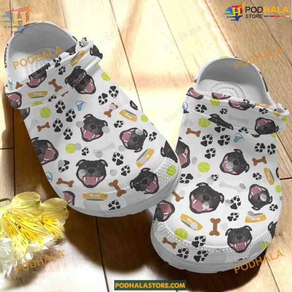 Staffordshire Bull Terrier Dog Crocs, Ideal Gift for Dog Lovers, Comfortable Classic Clogs