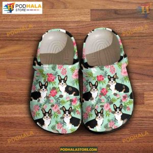 Summer Gift Hibiscus Corgi Dog Crocs, Ideal for Corgi Enthusiasts