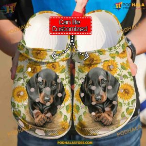 Sunflower Dachshund Dog Crocs, Unique Presents for Dachshund Lovers