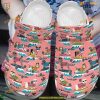 Surfing Dog Pink Colors Crocs, White Sole Design, Dog Lover's Essential Footwear