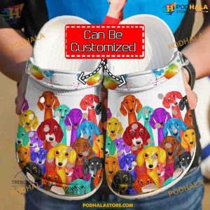 Vibrant Dachshund Colored Crocs, A Dachshund Lover's Dream Gift