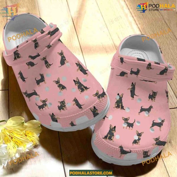 White Sole Cute Chihuahua Crocs, Classic Dog Lover Shoes