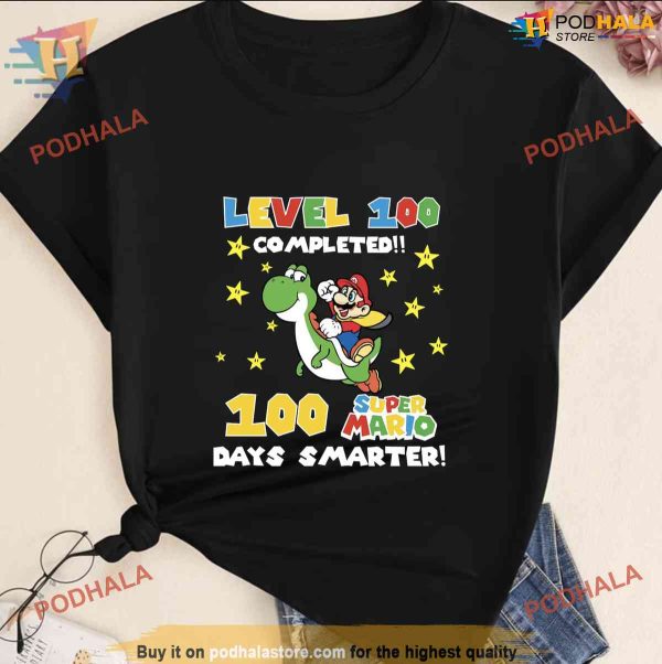 100 Super Mario Days Smarter Shirt, 100 Days Of School Cartoon TShirt