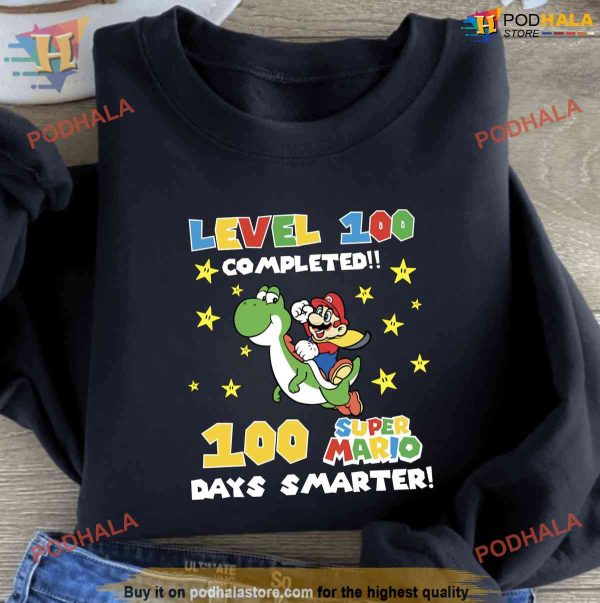 100 Super Mario Days Smarter Shirt, 100 Days Of School Cartoon TShirt