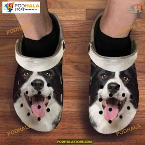 Border Collie Croc Dog Crocs Shoes with Cute Border Collie Face
