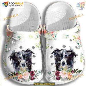 Border Collie Dog Flower Croc Floral Puppy Crocs for Dog Lovers