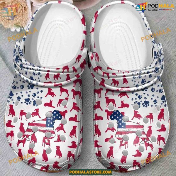 Boxer Dog American Flag Patriotic Puppy Crocs Unique Design