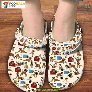 Boxer Dog Seamless Pattern 3D Printed Dog Crocs for Enthusiasts