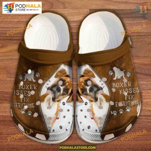 Boxer Puppy Kisses Paw Pattern Dog Crocs for Boxer Parents