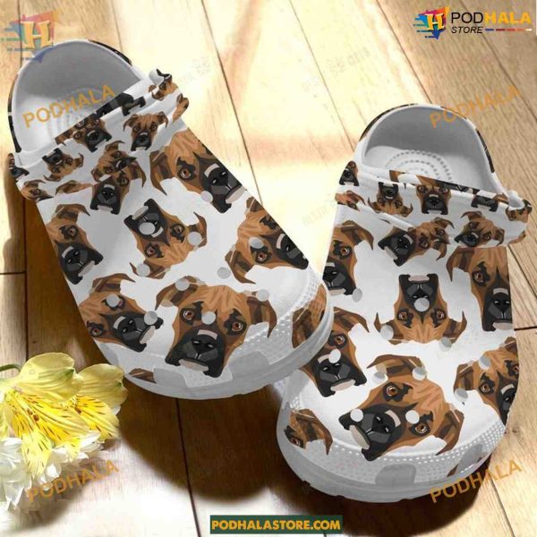 Boxer White Sole Lovely Boxer Dog Crocs for Pet Lovers