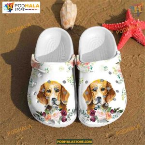 Cool Beagle Dog Art Bloom Flower Dog Crocs for Beagle Fans