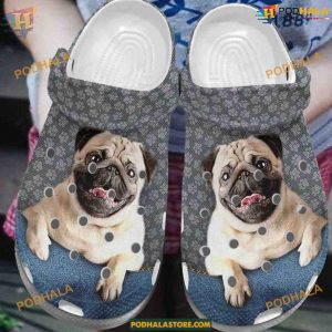Croc Shoe with Cute Pug Dog Love Puppy Design for Pet Lovers