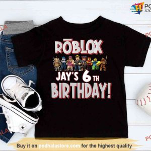 Custom Birthday Boy Shirt, Robots Boy Video Game Matching Birthday Gift