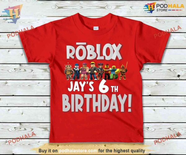 Custom Birthday Boy Shirt, Robots Boy Video Game Matching Birthday Gift
