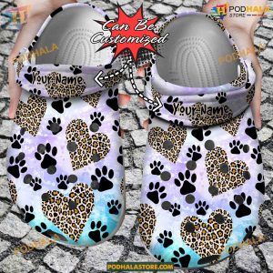 Custom Crocs Dog Paw Heart Leopard Pattern for Dog Lovers