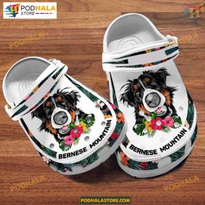 Custom Name Bernese Mountains Floral Dog Crocs for Moms
