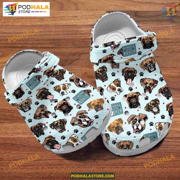 Custom Name Boxer Hibiscus Dog Crocs Shoes for Boxer Fans