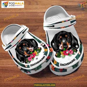 Custom Name Dachshund Hibiscus Dog Crocs for Dachshund Fans