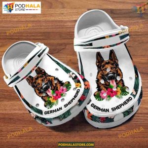 Custom Name German Shepherd Floral Dog Crocs for Moms