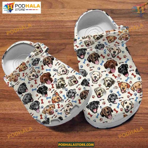 Custom Name Labrador Hibiscus Flower Dog Crocs for Moms