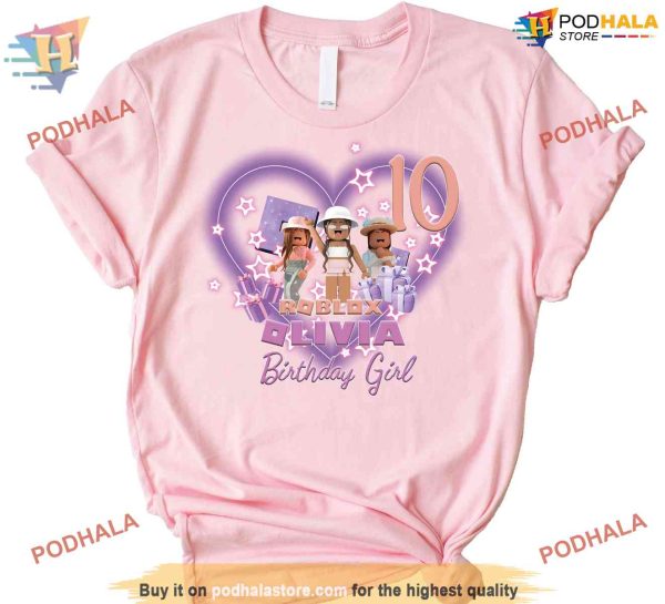 Customized Roblox Birthday Girl Family Shirt, Personalized Birthday Gamer Outfit