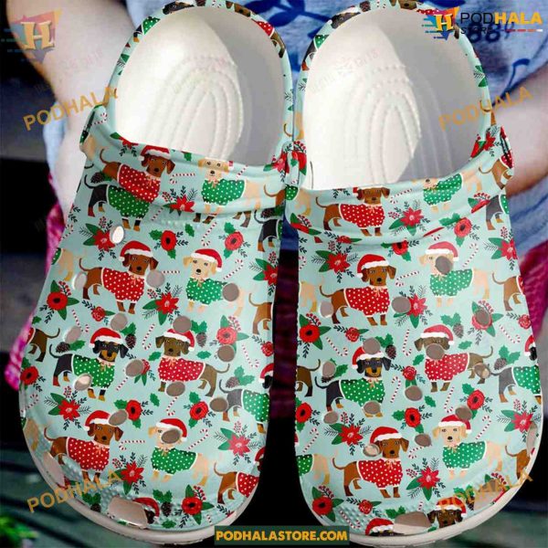 Cute Christmas Dachshunds Festive Crocs Classic Clogs for Holidays