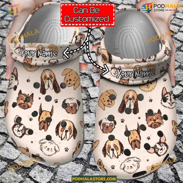Cute Dog Breeds Pattern Animal Print Crocs Clogs for Dog Lovers