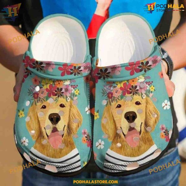 Cute Golden Retriever Dog Clogs Shoes for Golden Retriever Lovers