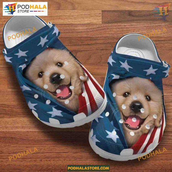 Cute Little Dog American Flag Patriot Dog Crocs for Dog Lovers