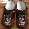 Cute Schnauzer Art Leather Print Dog Crocs for Schnauzer Fans