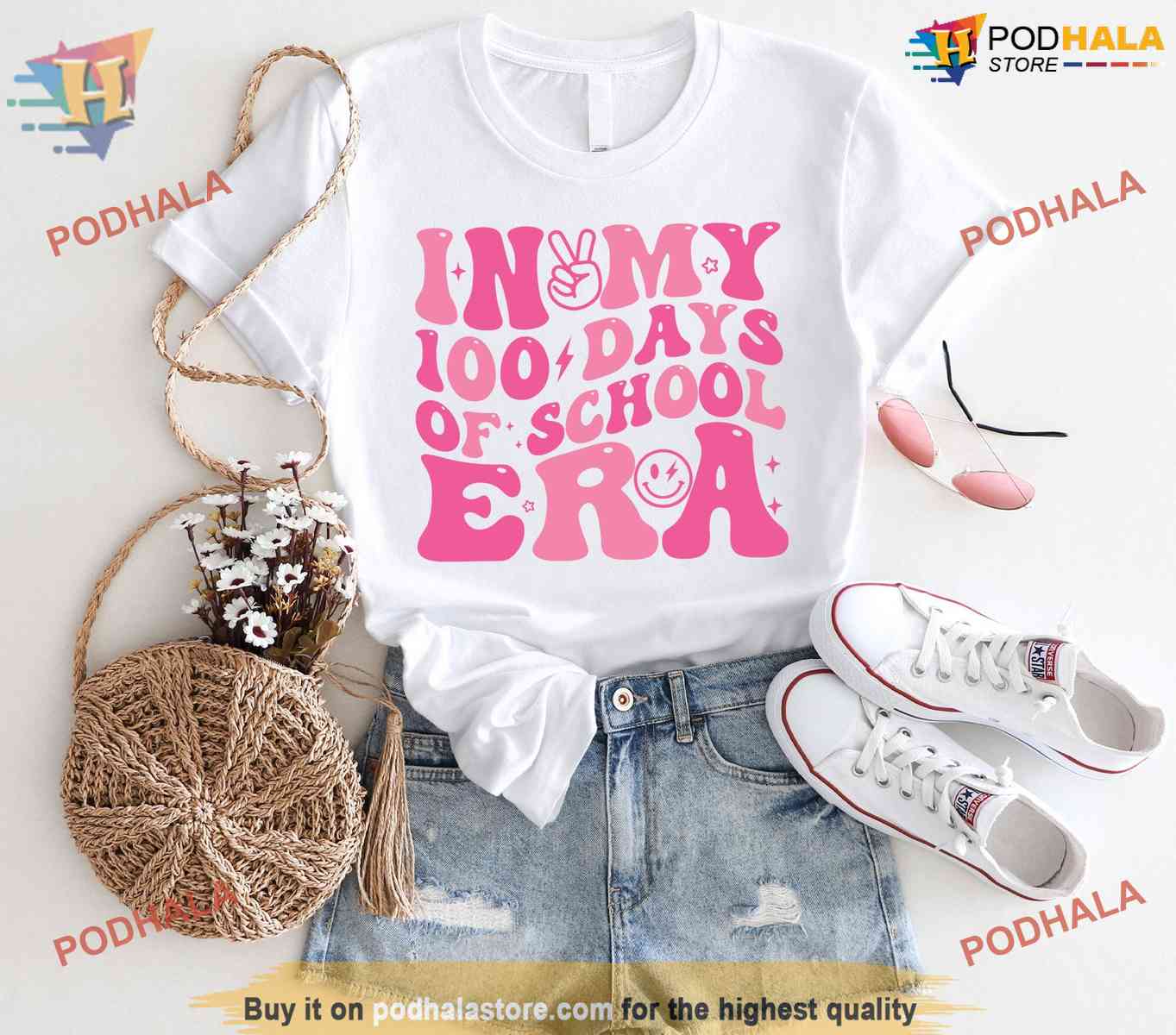 In my 100 Days of School Era Shirt, Pink Back to School Outfit