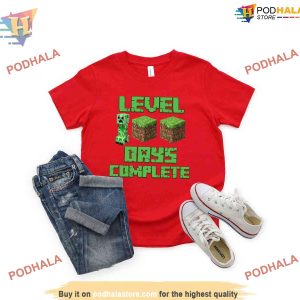 Minecraft Level 100 Days Complete Shirt 100 Days of School T Shirt 2
