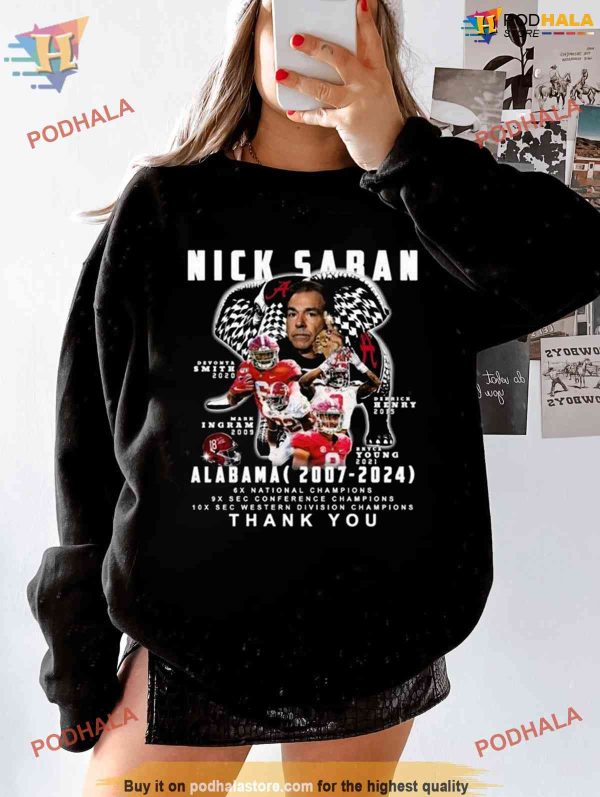 Nick Saban 2007-2024 Thank You Shirt, Football Roll T-Shirt, Football 90s Fan
