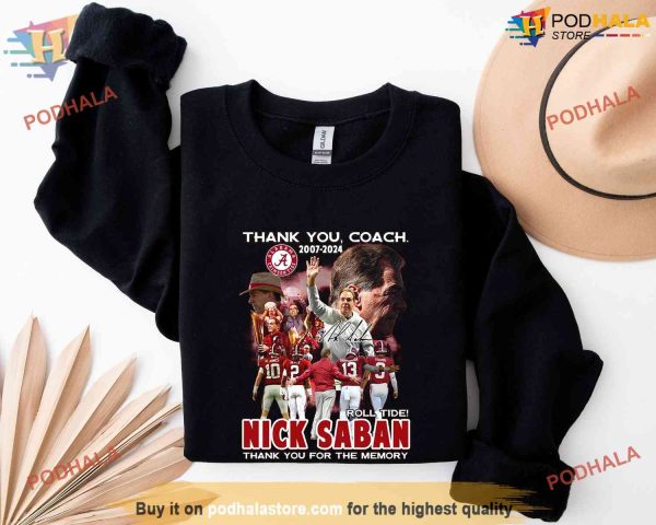 Nick Saban Alabama Football Shirt, Thank you Coach Nick Saban Alabama Football Gift