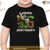 Personalized Minecrafter Birthday Kid Shirt, Custom Name Age Birthday Gift