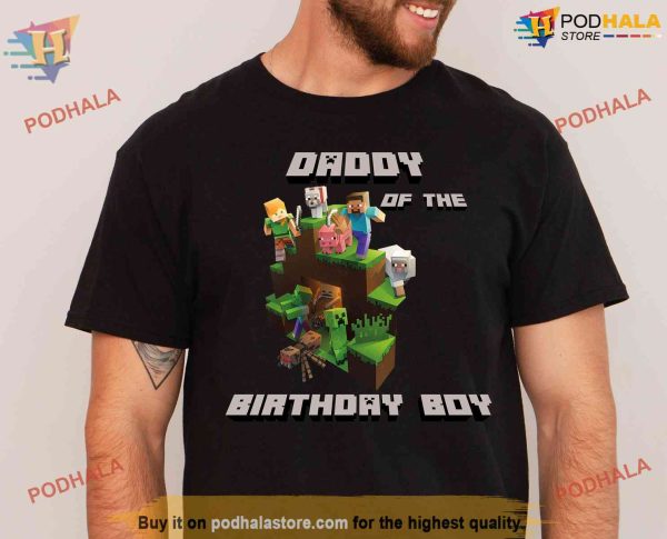 Personalized Minecrafter Birthday Kid Shirt, Custom Name Age Birthday Gift