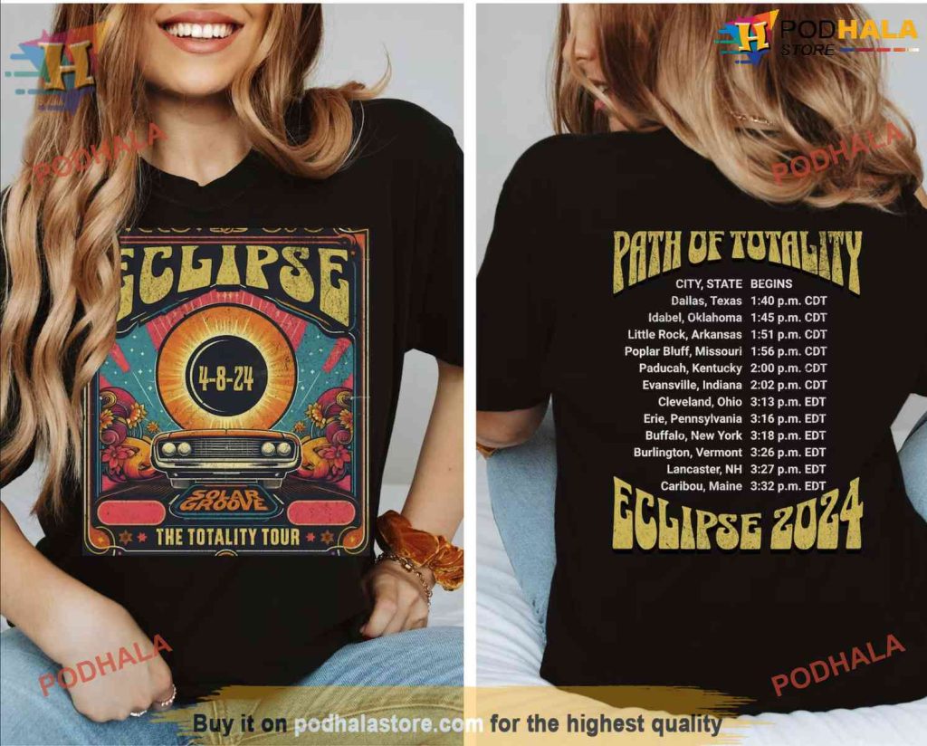 Solar Eclipse 2024 Retro Style Shirt, Path of Totality Eclipse April 18 2024