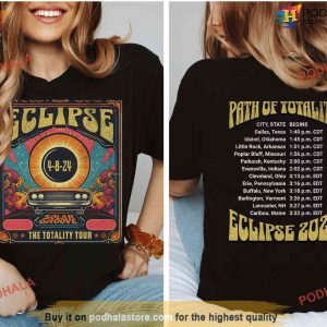 Solar Eclipse 2024 Retro Style Shirt, Path of Totality Eclipse April 18 2024