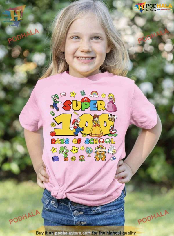 Super Mario 100 Days Of School Shirt, Kindergarten Teacher Gift