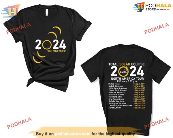 Total Solar Eclipse 2024 Double-Sided Shirt, April 8th 2024 Shirt