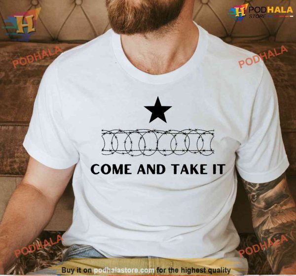 Come And Take It Barbed Wire Tee, I Stand With Texas, Trending Texas Apparel