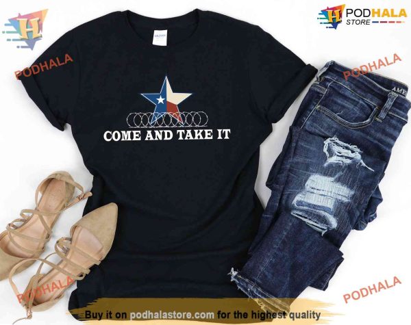 Come and take it Texas Support Shirt, Texas Barbed Wire Tee for Women Men